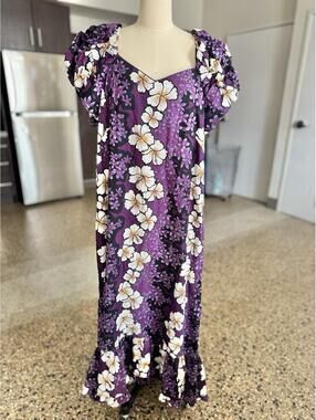 Hawaiian Original Maxi Dress Purple Sz Xl Made In Hawaii